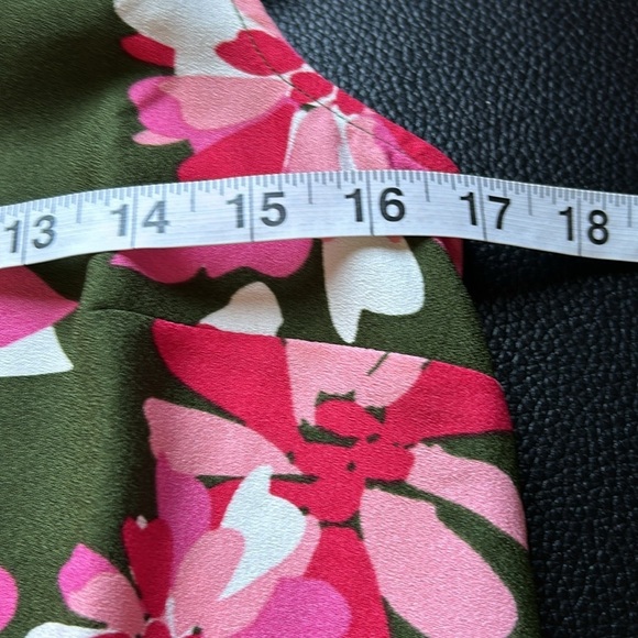 JASON WU Floral Woven Peplum Sleeveless Tank Blouse Vneck Green Pink Sz XXS NEW - Picture 9 of 10